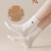 Girls' Mid-Calf Seamless Cotton Socks with Butterfly Embroidery - Wear-Resistant, Anti-Pilling, for Spring and Autumn