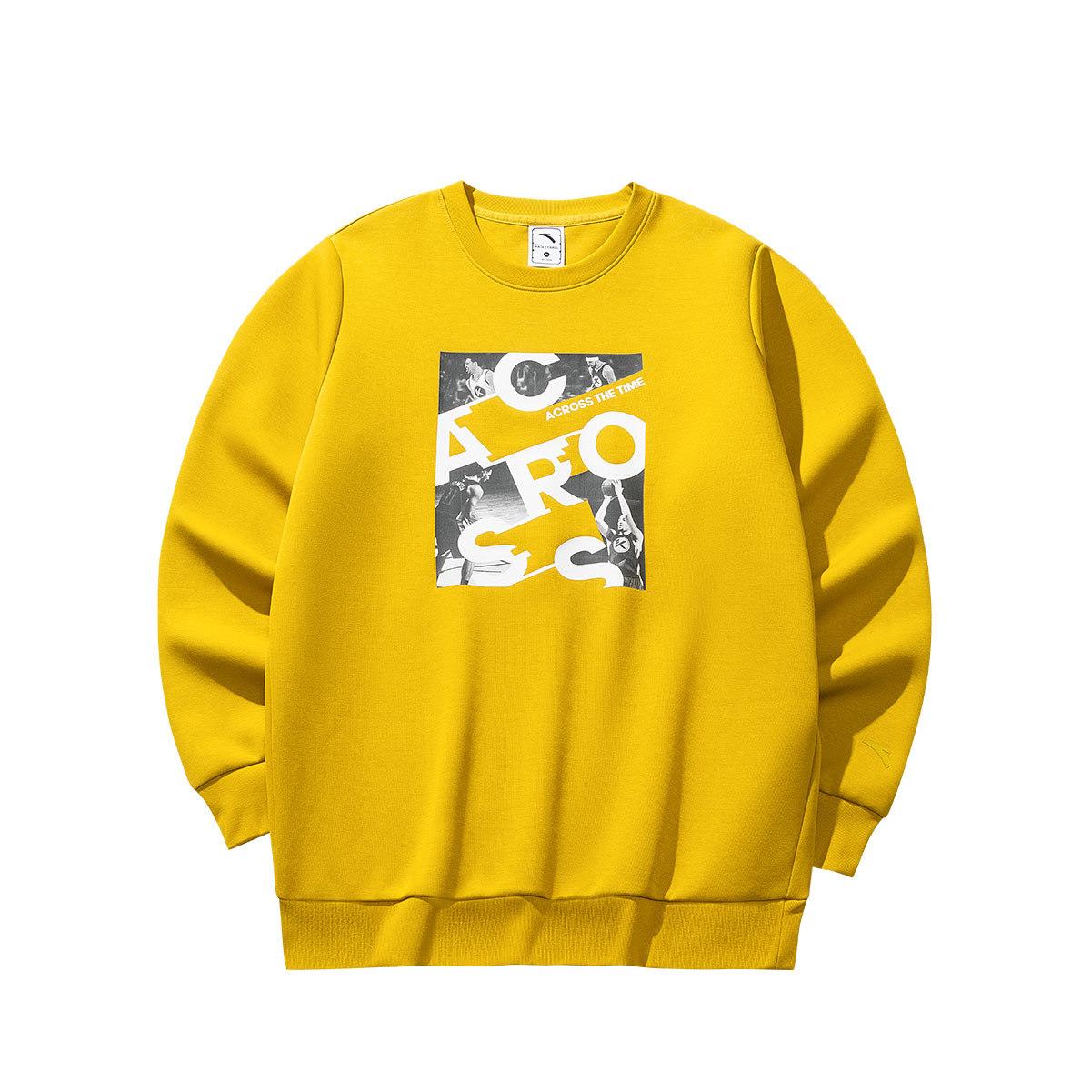 

Anta KT Series Basketball Letter Print Crewneck Comfortable Breathable Versatile Sweatshirt Men sweatshirt Earth-Yellow 152441733S-2 S