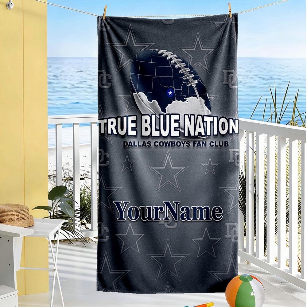 Dallas Customize Text Beach Towel Super Soft & Absorbent Ideal for Travel Outdoor Swim Pool Yoga Surf Camping Hiking Gym Gift Holiday