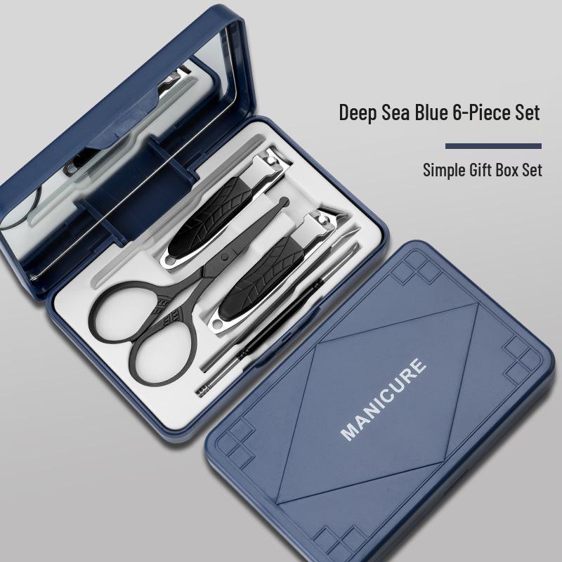 Stainless Steel Nail Clipper Set with Mirror, Ear Pick, and Nail File Manicure Tools