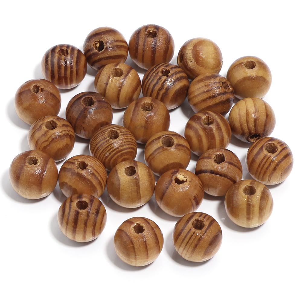 20-300pcs/Lot Natural Pine Wood Beads Round Stripe Spacer Ball Bead for DIY Bracelet Necklace Jewelry Making Accessories