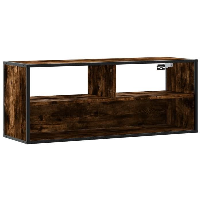VidaXL Meuble TV chêne fumé 100x31x39,5 cm bois d'ingénierie et métal, support TV, armoire média, console TV, meuble HiFi, 848936