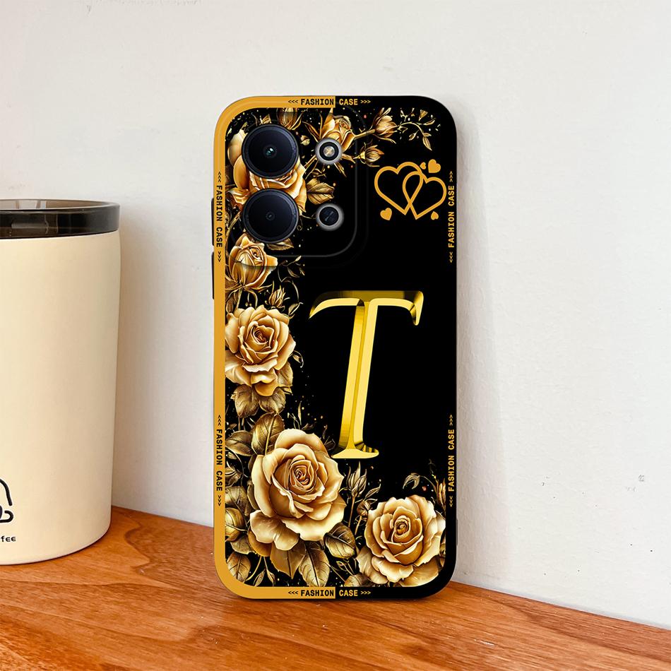 Per Cover Telefono Redmi 15C 4G 5G Fiori Nome Lettere Morbida Silicone Liquido Custodia a Protezione Totale Per Redmi 15 C Alloggiamento Antiurto