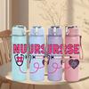 1PC Nurse Stethoscope Heart Color 750ml Color Plastic Sports Water Bottle Leakproof Flip Straw Lid Suitable for Sports Office Home Use