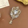 Vintage Crown Water Drop Brooch With Alloy Material For Elegant Festive Wear