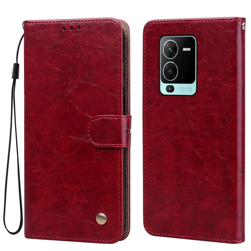 Vintage Crazy Horse Texture PU Leather Flip Wallet Phone Case for Vivo V25 Pro 5G,V25 Pro Card Holder Kickstand Shockproof Protective Cover