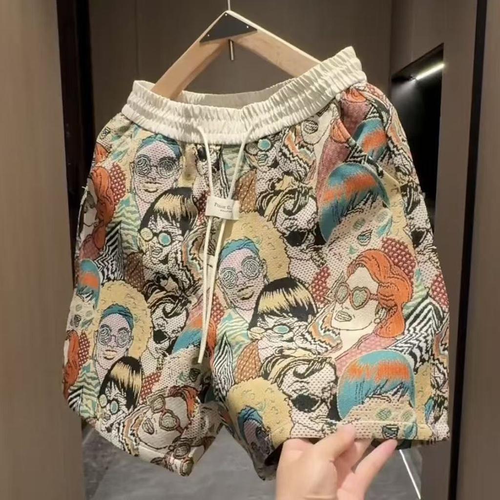 Summer Oversized Shorts Men Colorful Graffiti Print Shorts Couple Five-point Shorts Short Pants