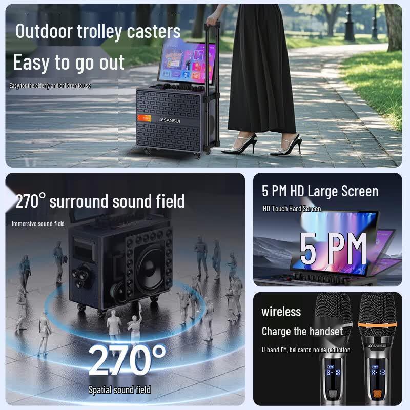 SANSUI Q085 Portable KTV Audio System with Display (CN version)