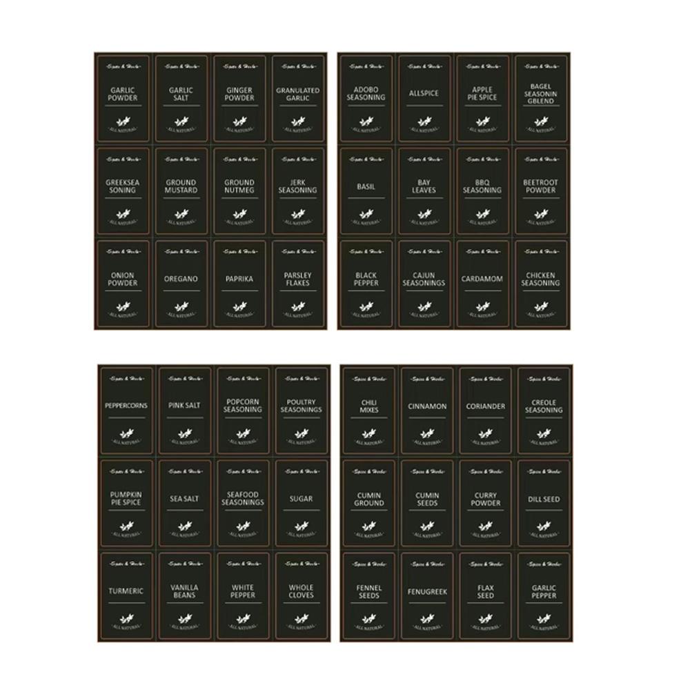

Spice Jar Labels Preprinted Minimalist Stickers Waterproof Label Fit Round or Rectangle Spice Jars Herb Seasoning Kitchen Pantry