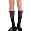 Women's Lace Patchwork Calf High Ballet Style Slouch Socks with Ruffle Trim