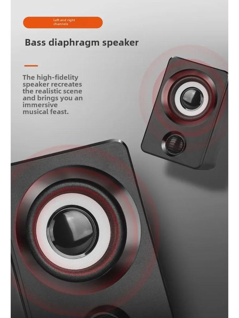 Compact Wired Desktop Subwoofer Speaker for Computer and Notebook