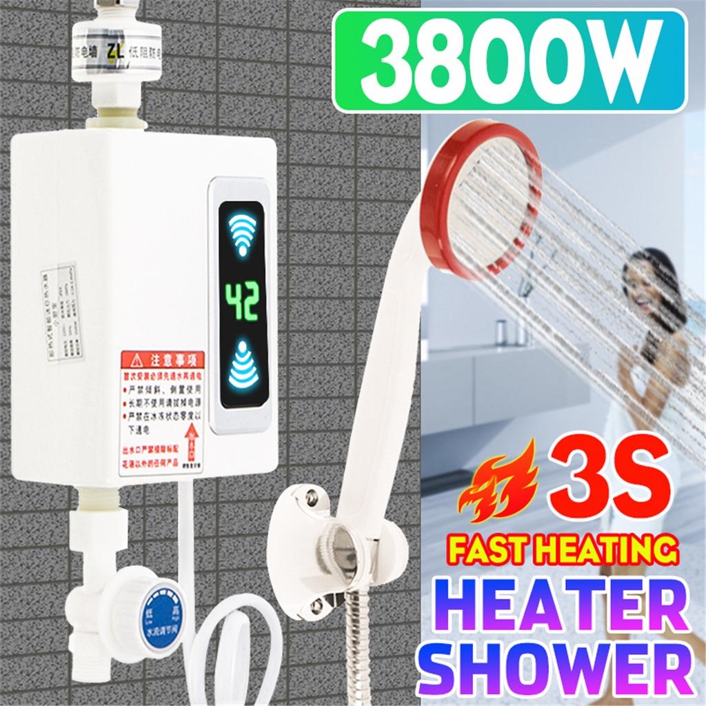 3800W Bathroom Electric Water Heater Hot Shower Temperature Display Instant Hot Water Tankless Instant Water Heater 220V