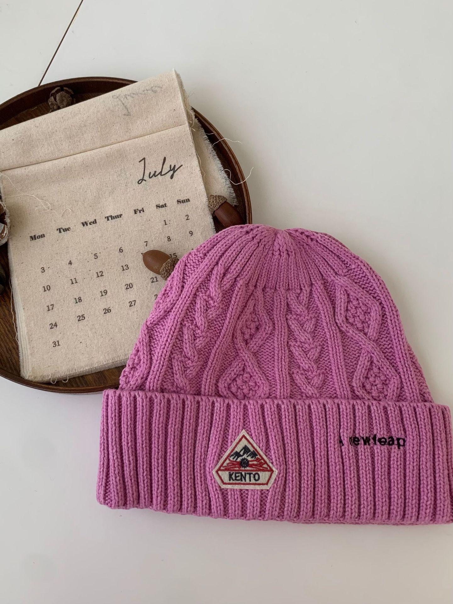 

Embroidery Fashion Knitted Hat Women s Autumn and Winter Casual Warm Solid Color Versatile Big Head Circumference Baotou Hat Wool Hat Tide M（56-58cm） фіолетовий