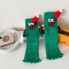 Christmas Holiday Leg Covers 3D Santa Hat Doll Magnetic Hand Holding Leg Warmers Socks with Big Curious Eyes for Women