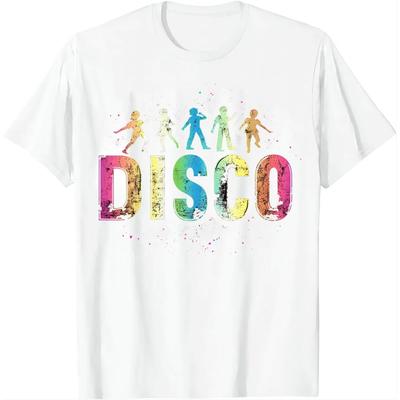Retro Disco Vibes Colorful Nightlife Vintage T-Shirt Short Sleeve Shirts Y2k Men Clothing  Harajuku Streetwear Graphic T Shirts