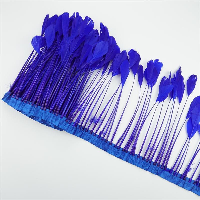 2Yards/Lot Stripped Coque Goose Feather Fringe Trimmings For Needlework And Handicrafts Wedding Decoration Carnival Accessories