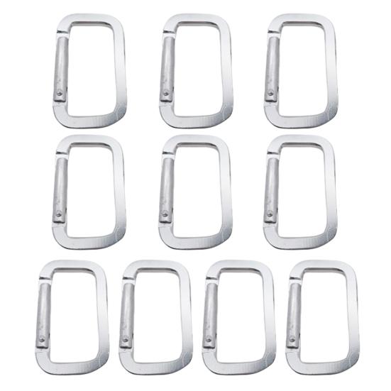 

10 шт. Кемпинговые карабины, Походные застежки, Прочные пряжки, Компактные портативные многофункциональные сверхпрочные брелоки, Металлические квадратные карабины S серебряный