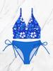 Women's Swimwear Sexy Printed Halter Neck Bikini Suit Side Tie High Waist Swimsuit Beachwear