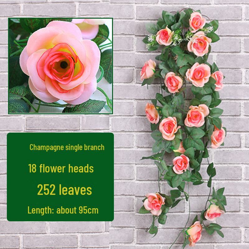 

Искусственная розовая лоза, настенное украшение: Зеленое растение для декора гостиной, потолка или труб в помещении