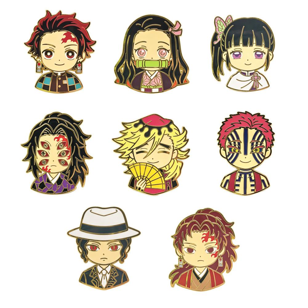 Demon Slayer Pins Tanjiro Metal Brooch Anime Cartoon Badge for Clothes Bags Accessories Pins