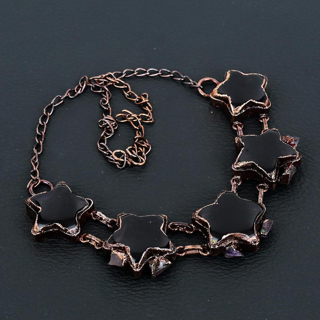 Amethyst Halskette Schmuck, Handgefertigte Schöne Halskette Schmuck Kupfer Galvanisch geformt, Verstellbarer Edelstein Schmuck Für Sie