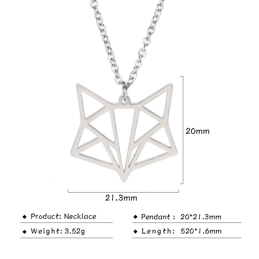 Cazador Hollow Fox Pendant Necklaces for Women Girls Cute Animal Neck Chains Stainless Steel Jewelry Birthday Gifts Wholesale