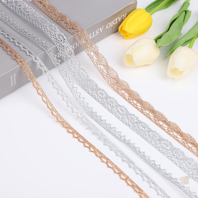 5/10Yard Gold Silver Lace Net Trim Ribbon Curve Lace Fabric Sewing Centipede Braided Lace Wedding DIY Clothes Craft Accessories