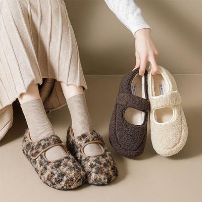 Winter Mary Janes Women Fur Shoes Warm Plush Flat Non-slip Fashion Brand Ladies Shoes Soft Plus Size 42