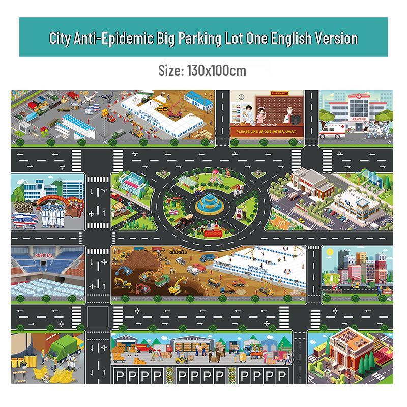 Grenzüberschreitende Kinder-Spielzeug-Parkplatzkarte mit Verkehrsautos - Englische Ausgabe