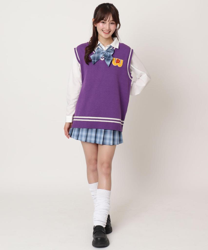 WEGO World Pegasus Collaboration School Fall School High School Size Purple Vest, Knit, Clothes, Clothes, Cute, Girly, Vest, Student, Student, Gift,