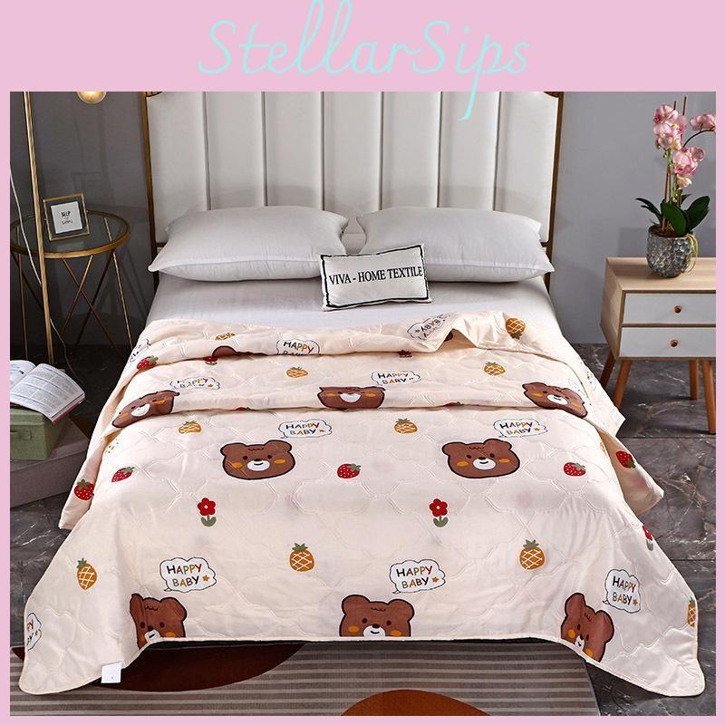 Radish Bear Rabbit Flower Printed Washed Cotton Summer Air Conditioning Quilt