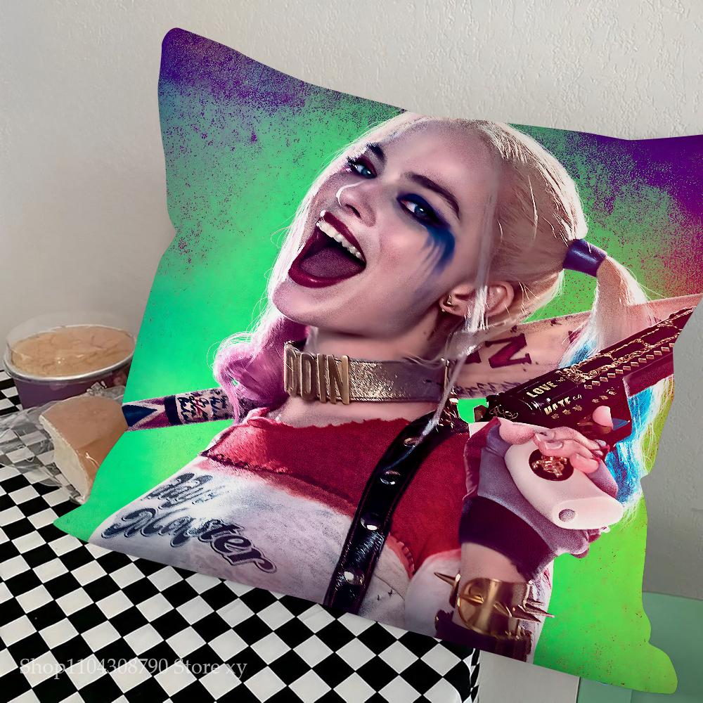 H-Harley Q-Quinn Pillow Case Fashion Square Pillowcase Bedroom Sofa Room Ins Decoration Leisure Cushion Cover 40x40