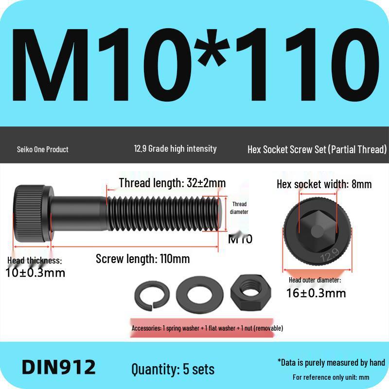 12.9 High Strength Socket Head Cap Screw and Nut Set M8-M16.