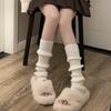 Japanese Style Solid Knit Thick Mid Calf Leg Warmers Women JK Uniform Y2K Stacked Socks Layered Leggings