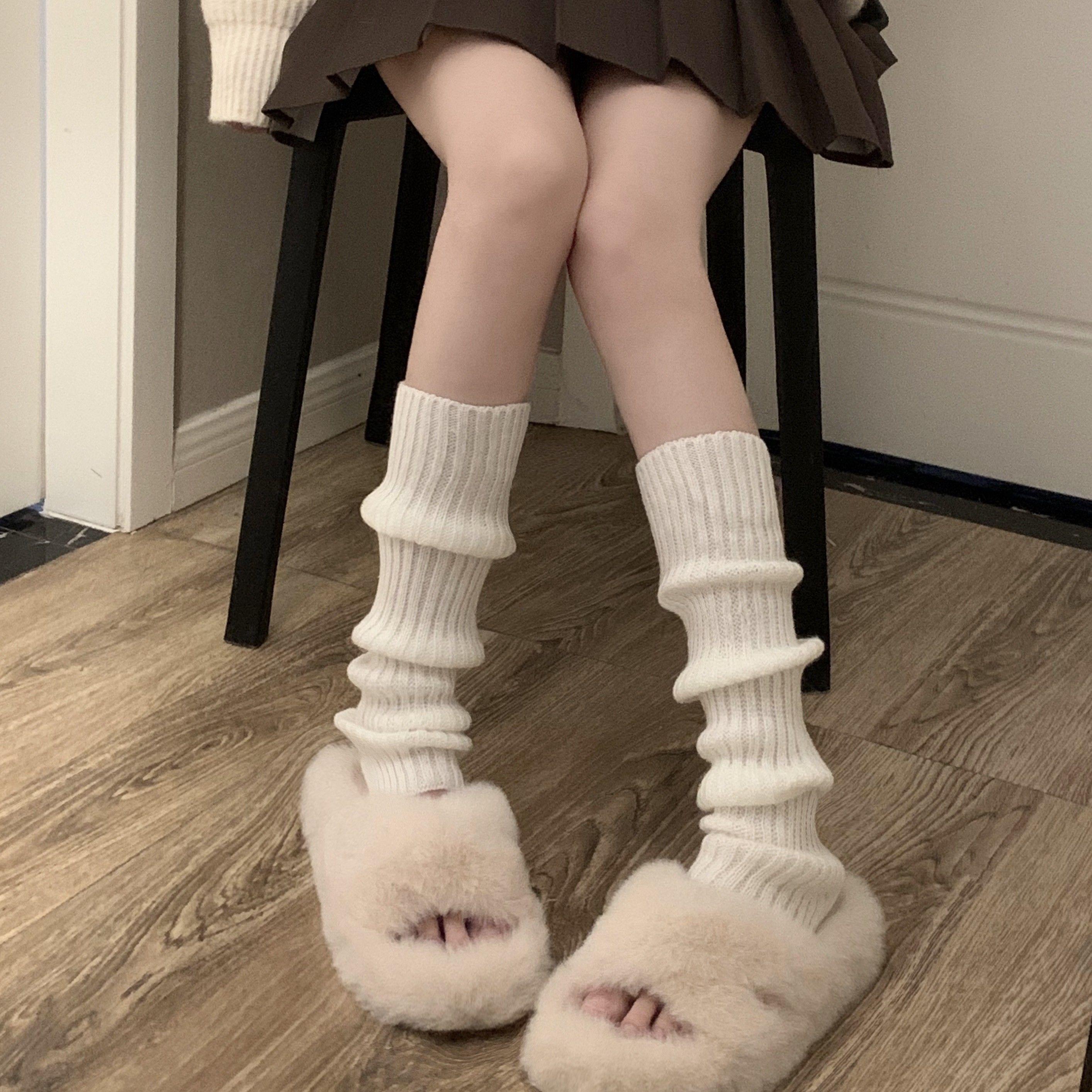 

Японский стиль Плотная вязка Толстые Миди гетры Женские Форма JK Y2K Наслоенные носки Наслоенные леггинсы