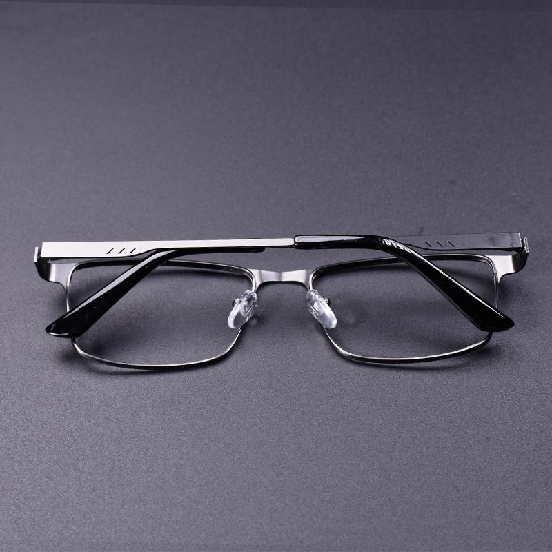 Men Square Metal Large Frame Reading Glasses Blue Light Blocking Presbyopia Readers +1 25 To +2 25