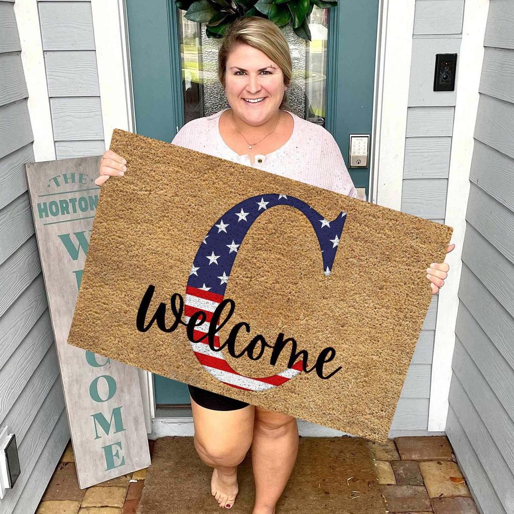 Fußmatte zum Unabhängigkeitstag, Eingangsteppich, Willkommen, Unabhängigkeitstag, Fußmatte, flecken- und lichtbeständig, Dekor, Willkommensmatte für den Außenbereich, dekorativ für Zuhause und drinnen
