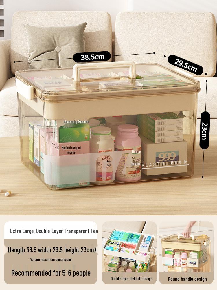 

Семейный набор Портативный контейнер для хранения лекарств - Многослойный, Прозрачный, Большой вместимости Аптечка первой помощи