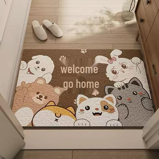 Cartoon Style Wear-Resistant Entrance Door Mat - Easy To Clean Silk Loop for Scraping Mud and Wiping Shoes.