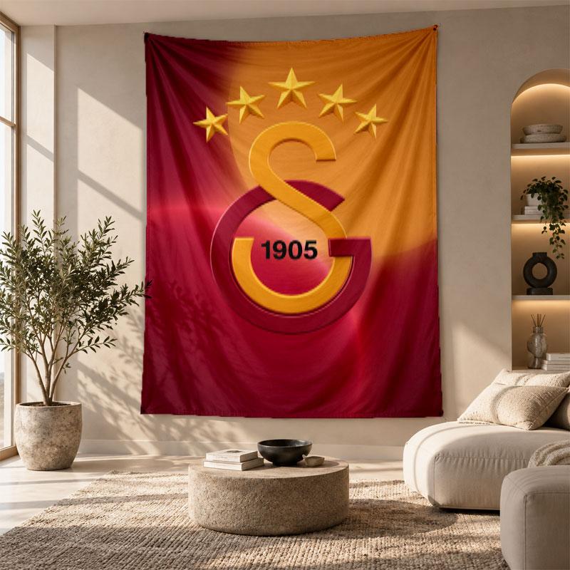 Arazzo Decorativo, Arte da Parete Stampato Galatasaray FC, Appeso da Parete Leggero per Sfondo Camera da Letto