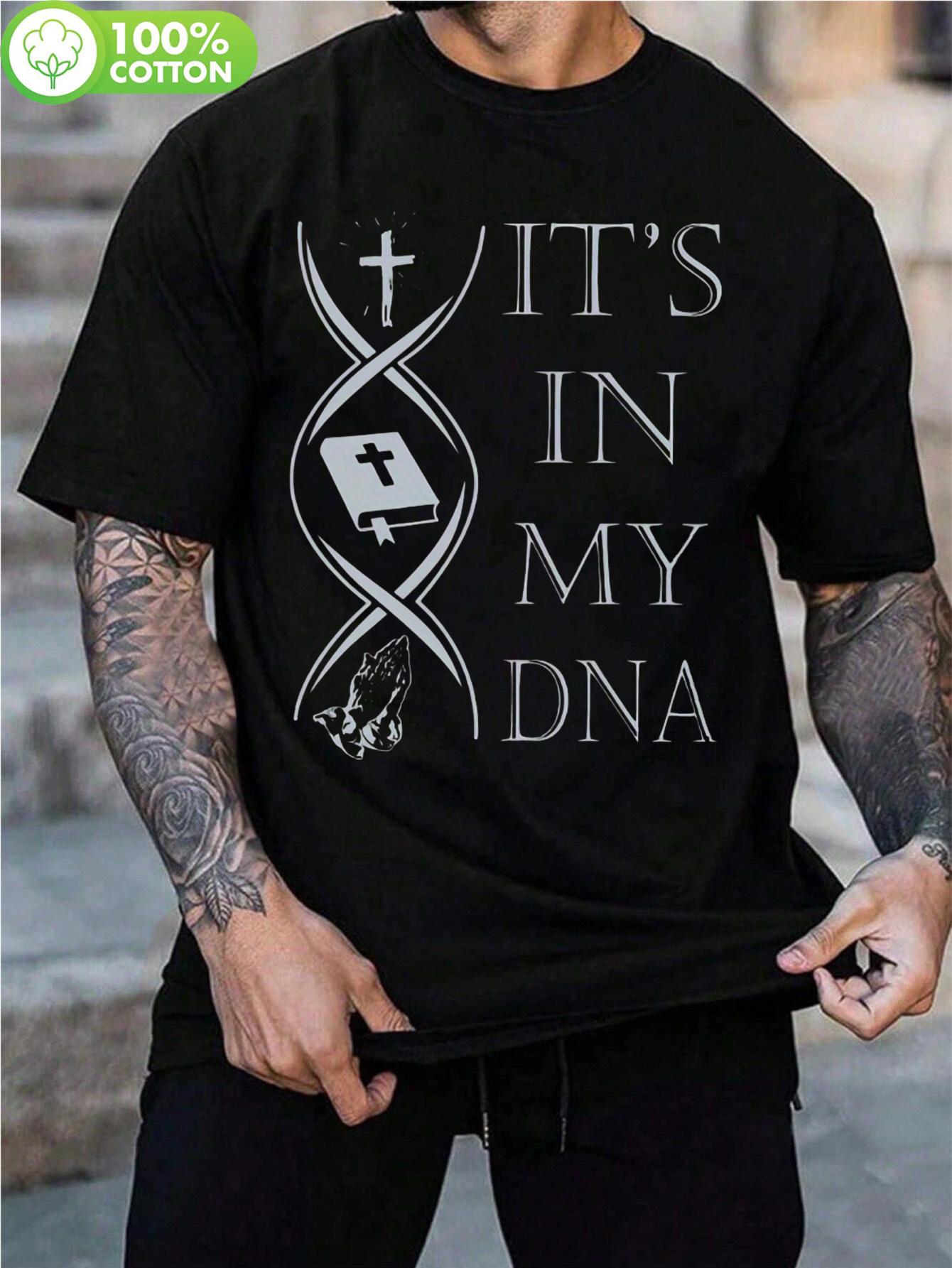 1pc 100% Cotton T-shirt - Christ is in My DNA Graphic Print XXL