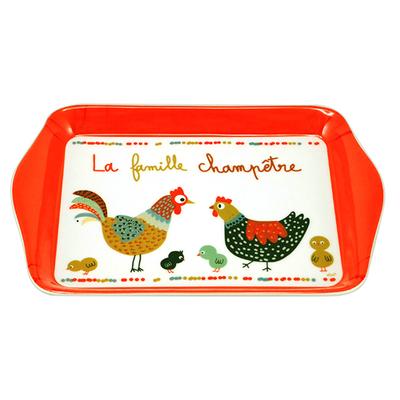 [R6790] - Small Melamine Tray 'Hens' (The Champetre Family) - 21x14cm