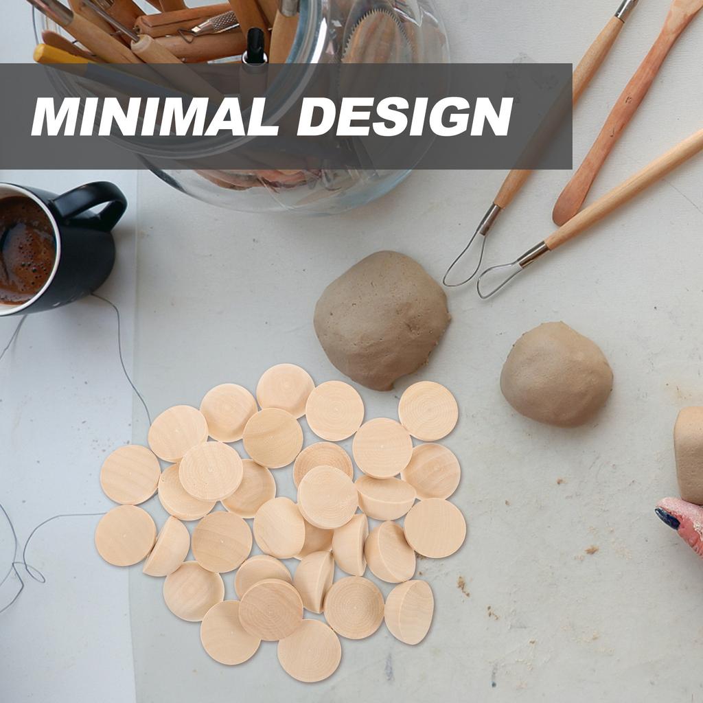 30Pcs Half Wooden Balls Unfinished Mini Hemispheres DIY Craft Projects Art Supplies Smooth Solid Half Craft Balls