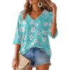 Women's Floral Print V-Neck Blouse Lightweight for Spring and Summer