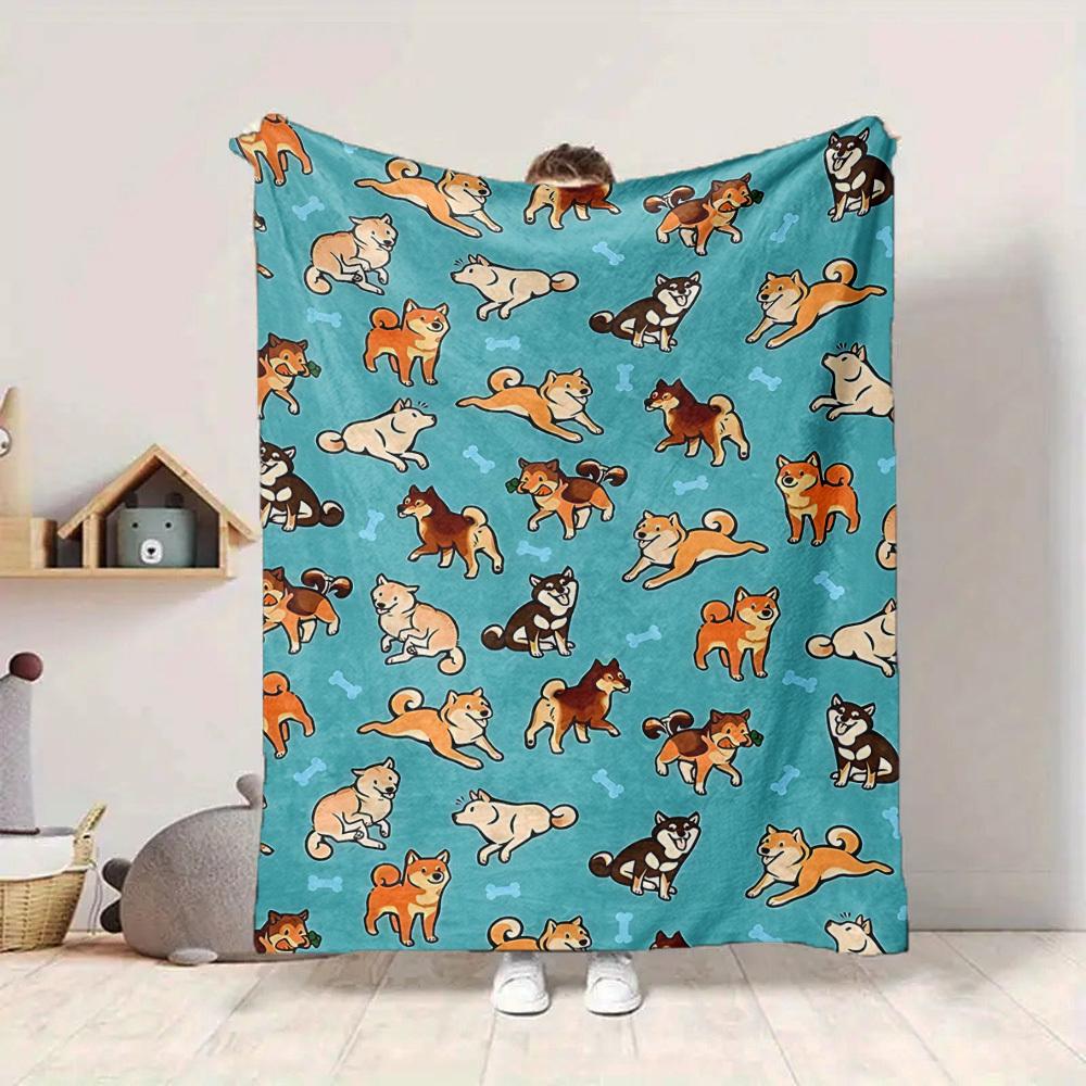 1pc Dogs Bones Lightweight Flannel Blanket, Comfortable and Warm Blanket, for Office and Camping Sofa Bed, Livingroom201