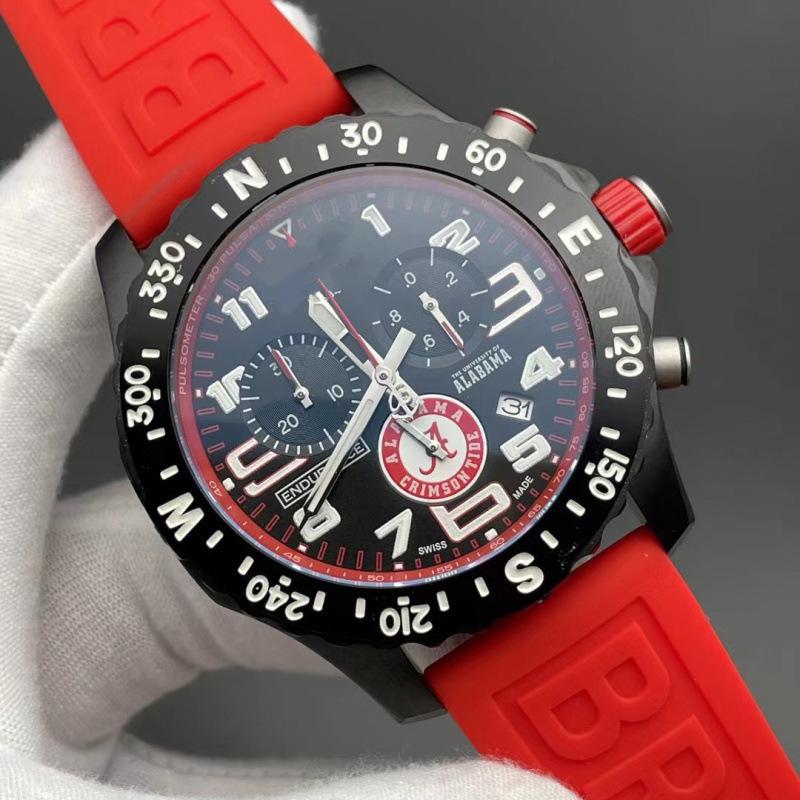 2025 Century BN Men's Quartz Chronograph Watch with Leather Strap and Euro Gear Ring Rubber Wristband