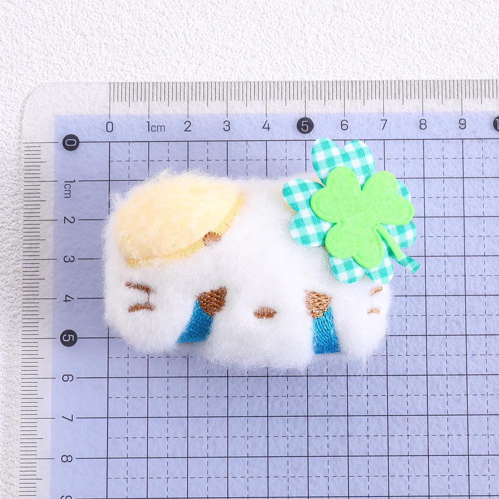 Cartoon Four-Leaf Clover Lucky Kitten Pendant Keychain Hair Accessory for Students