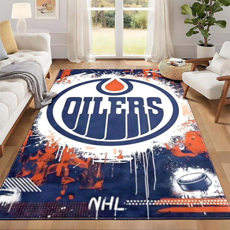 Edmonton Oilers Carpet Door Mat for Living Room or Bedroom Protective Mat Under Chair Office Decoration Christmas Gift Birthday Present