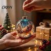 Decorative Lights for Christmas Glowing Ornament with Lanyard, Unique Styles Miniature Glass Pendant LED Santa Claus Snowman Nutcracker Figures Light,