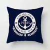 Home Decor Compass Anchor Pillow Cover Blue Mediterranean Cushion  Gift Sofa Office  Accessory Ornament 45x45cm